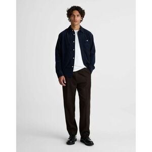 Madewell Mens Pleated Wool-Blend Officer Pant Trouser Brown NX967 34x30 NEW